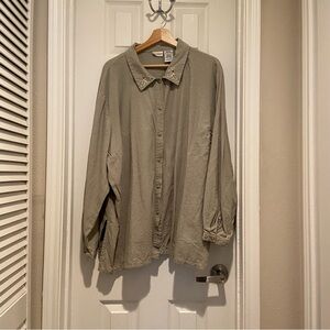 White Stag Plus Sage Green Button Down